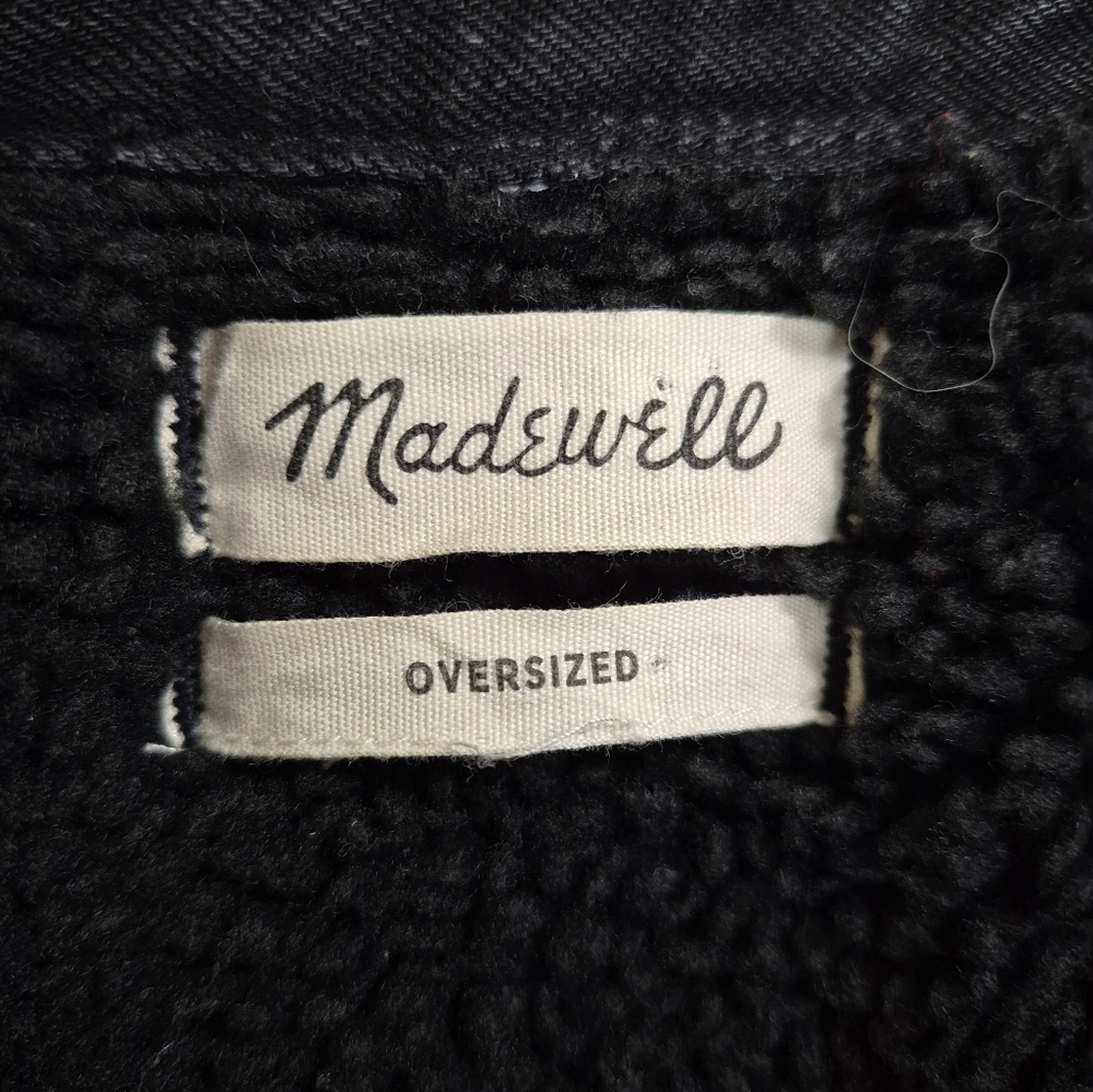 Madewell Sherpa Lined Black Denim Jacket See Measurements - Picture 3 of 11